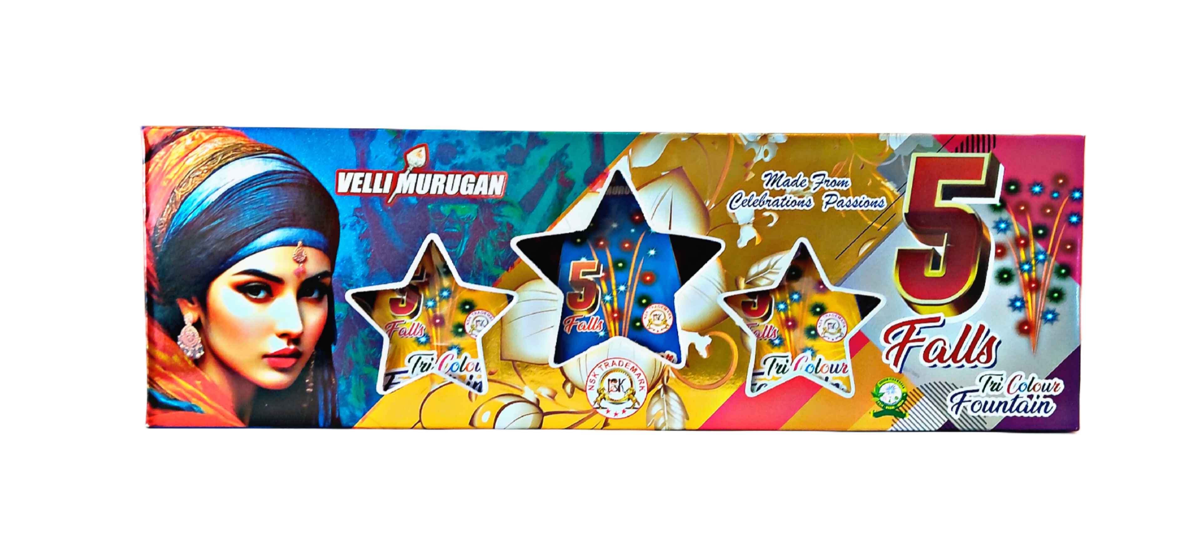 Tricolour Fountain (5Pcs)-Colour with Crackling